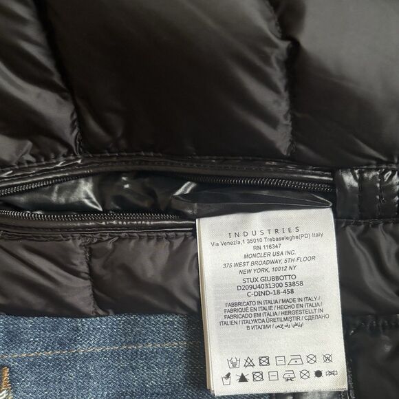 MONCLER Genius 7 Moncler Fragment Navy Shady Down Denim Jacket Authentic Size XL - Picture 14 of 16